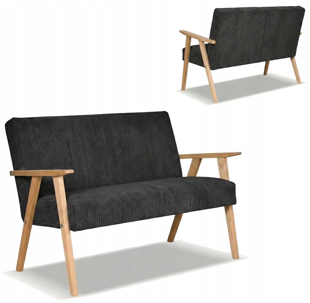 Sofa w stylu PRL retro vintage SOLER Family Meble czarny sztruks Anafi