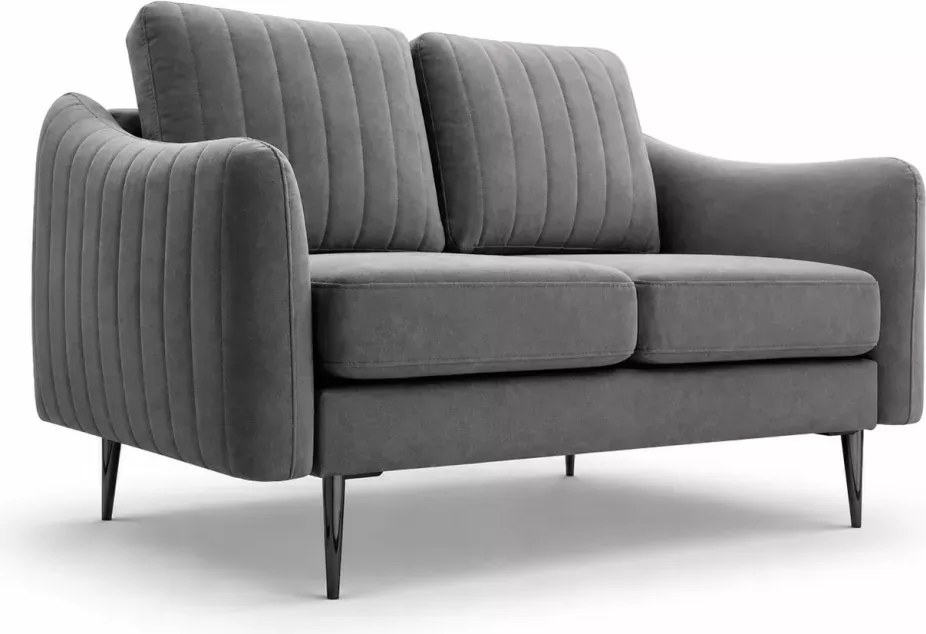 Kanapa Valoris 2-osobowa welur – elegancka sofa wolnostojąca z metalowymi nogami
