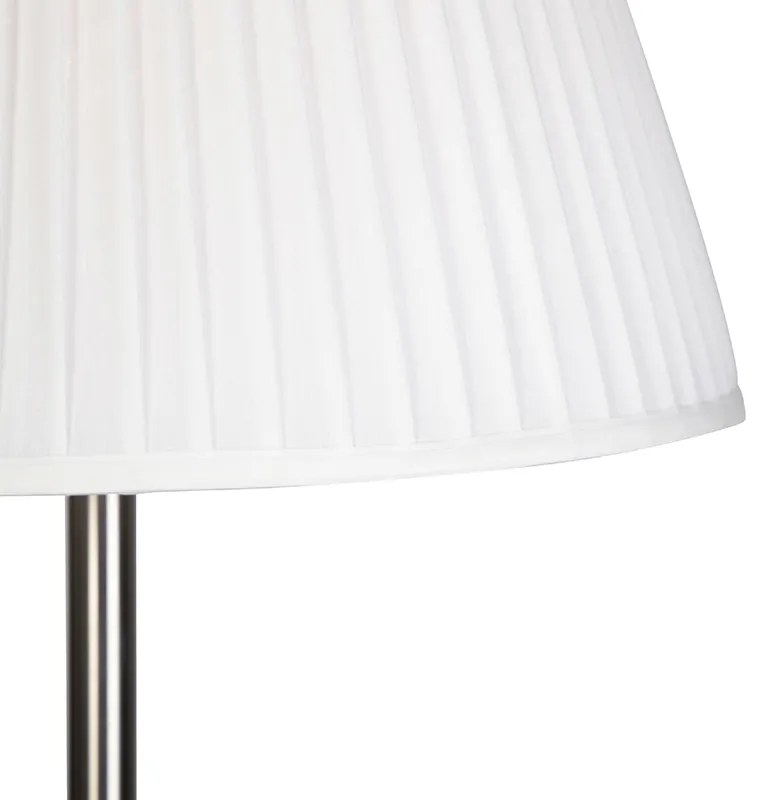 Nowoczesna lampa stojąca stalowa z białym plisowanym kloszem 45 cm - Simplo Nowoczesny Oswietlenie wewnetrzne