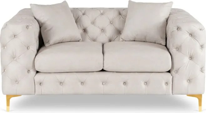 Sofa SORRENTO 2S Dwuosobowa Kremowa Welurowa Nowoczesna Glamour