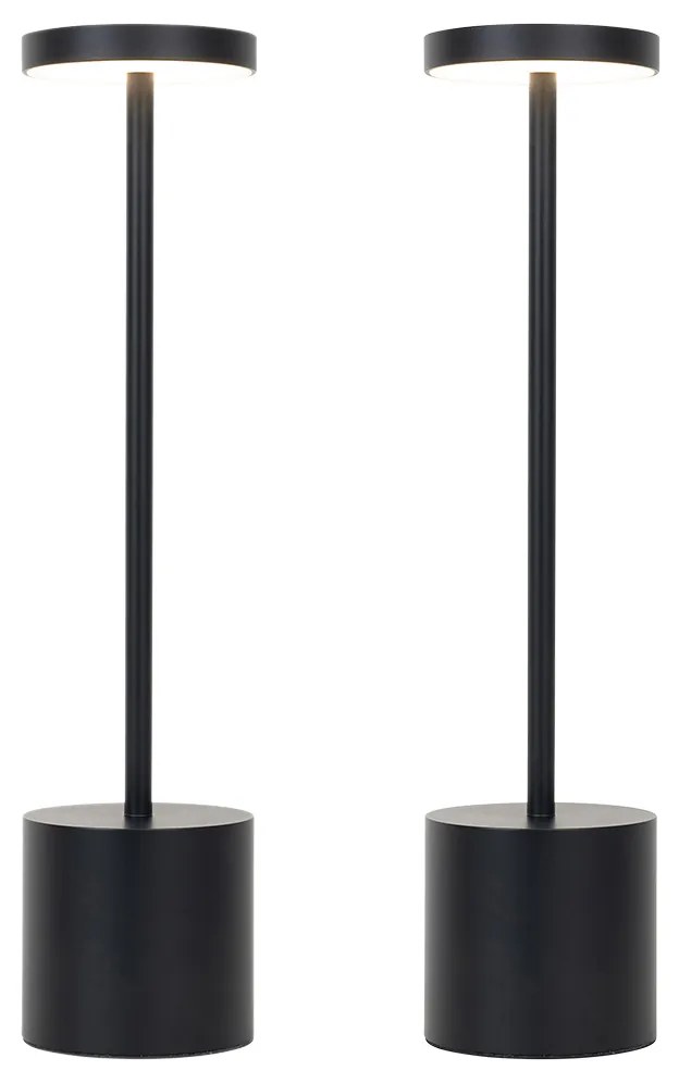 Zewnetrzna Set of 2 Outdoor Table Lamps Black Incl. LED and Dimmer Rechargeable - DupontDesignerski Oswietlenie zewnetrzne
