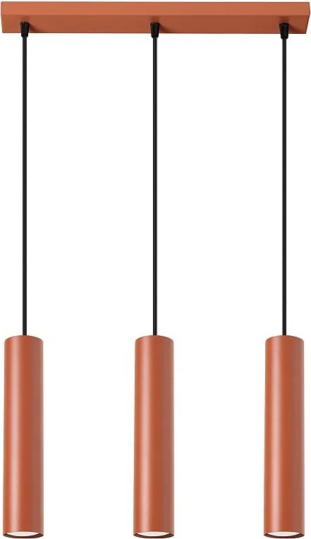 Lampa Wisząca Loft Lagos, Stal - 3 Źródło - L.45 X H.98 Cm - Ochra Czerwona