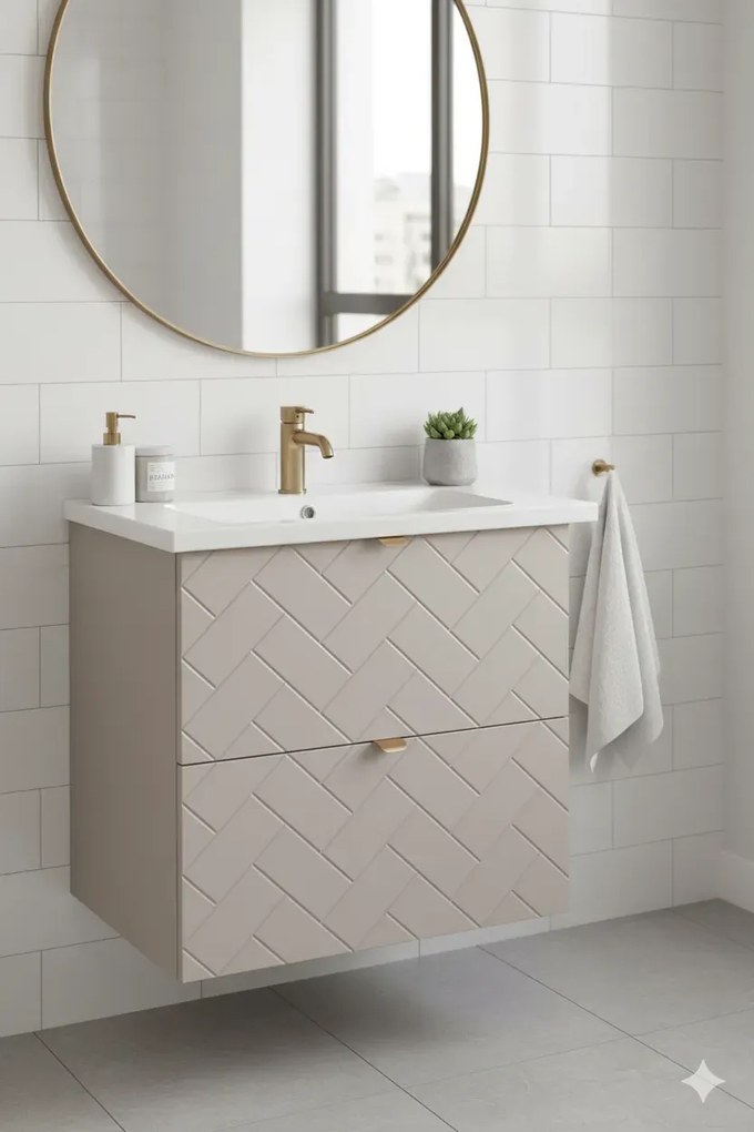 Beżowa szafka pod umywalkę z szufladami 60 cm kaszmir H2-C85