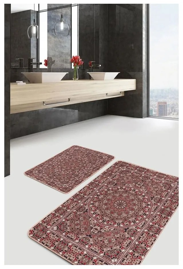 Brązowe aksamitne dywaniki łazienkowe zestaw 2 szt. 60x100 cm – Mila Home