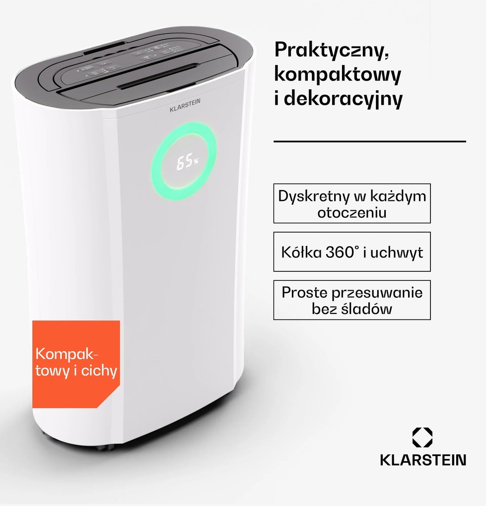 Klarstein DryFy Pro 20L/24h 4L Osuszacz powietrza Biały