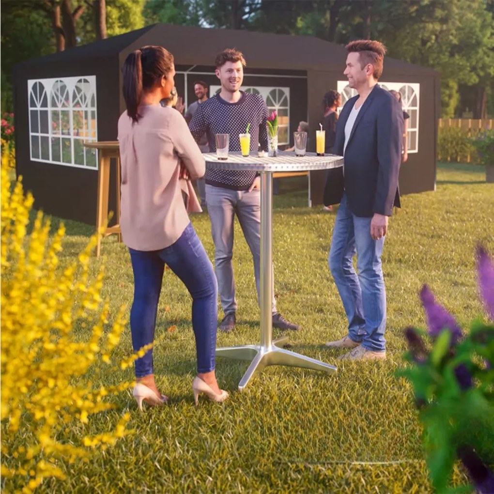 Regulowany aluminiowy stół barowy NERO, Ø60 cm, srebrny Casaria