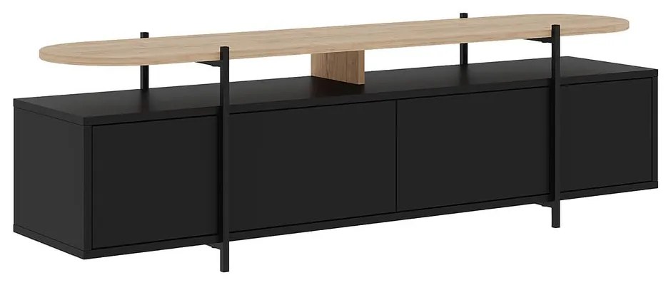 Czarna szafka pod TV w dekorze dębu 160x48 cm Hinoa – Marckeric