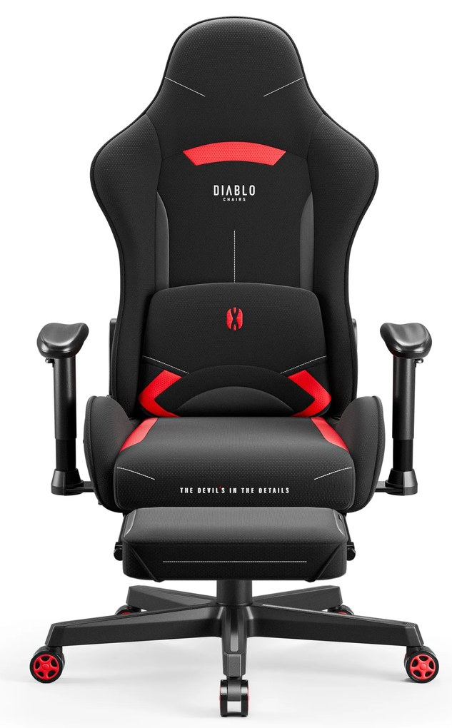 Fotel gamingowy materiałowy czarno-czerwony: Diablo X-Starter