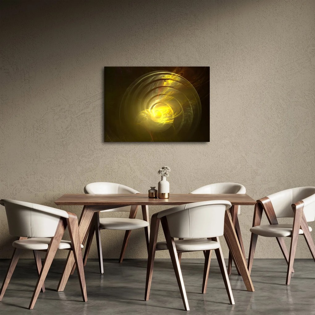 Obraz żółtej abstrakcyjnej spirali (70x50 cm)