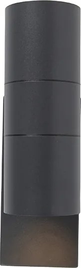 Lampa ścienna zewnętrzna ciemnoszara 2-światłowa z czujnikiem zmierzchu - Duo