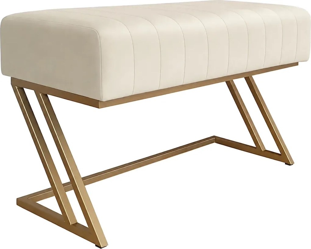 Ławka ZETA tkanina Welur loft ławka metal : Kolor Stelaża - Złoty, Kolor tkaniny - VELVET - MG50, Typ tkaniny - Velvet