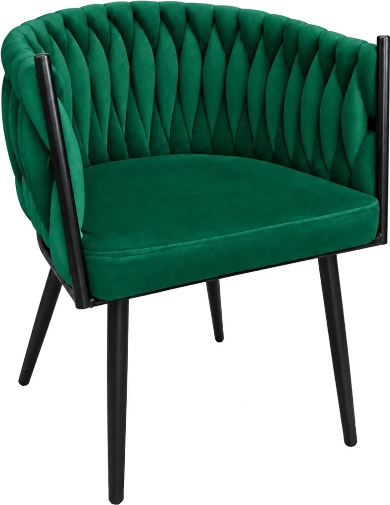 Krzesło ROSA plecione noga czarna : Kolor nogi - Czarna, Kolor tkaniny - VELVET - MG25, Typ tkaniny - Velvet