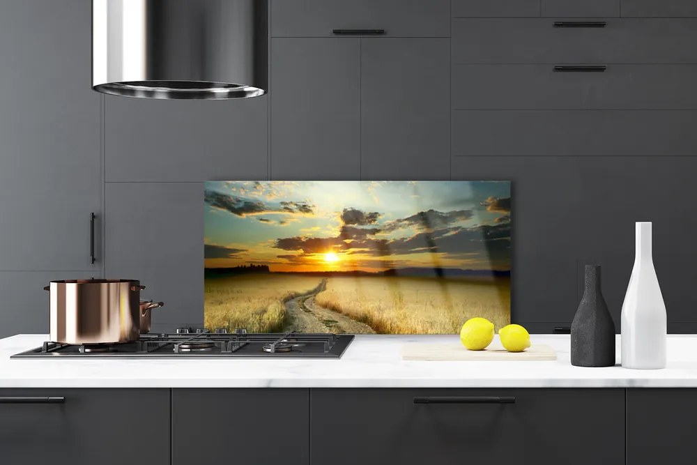 Panel Szklany do Kuchni Droga Przez Złote Pola