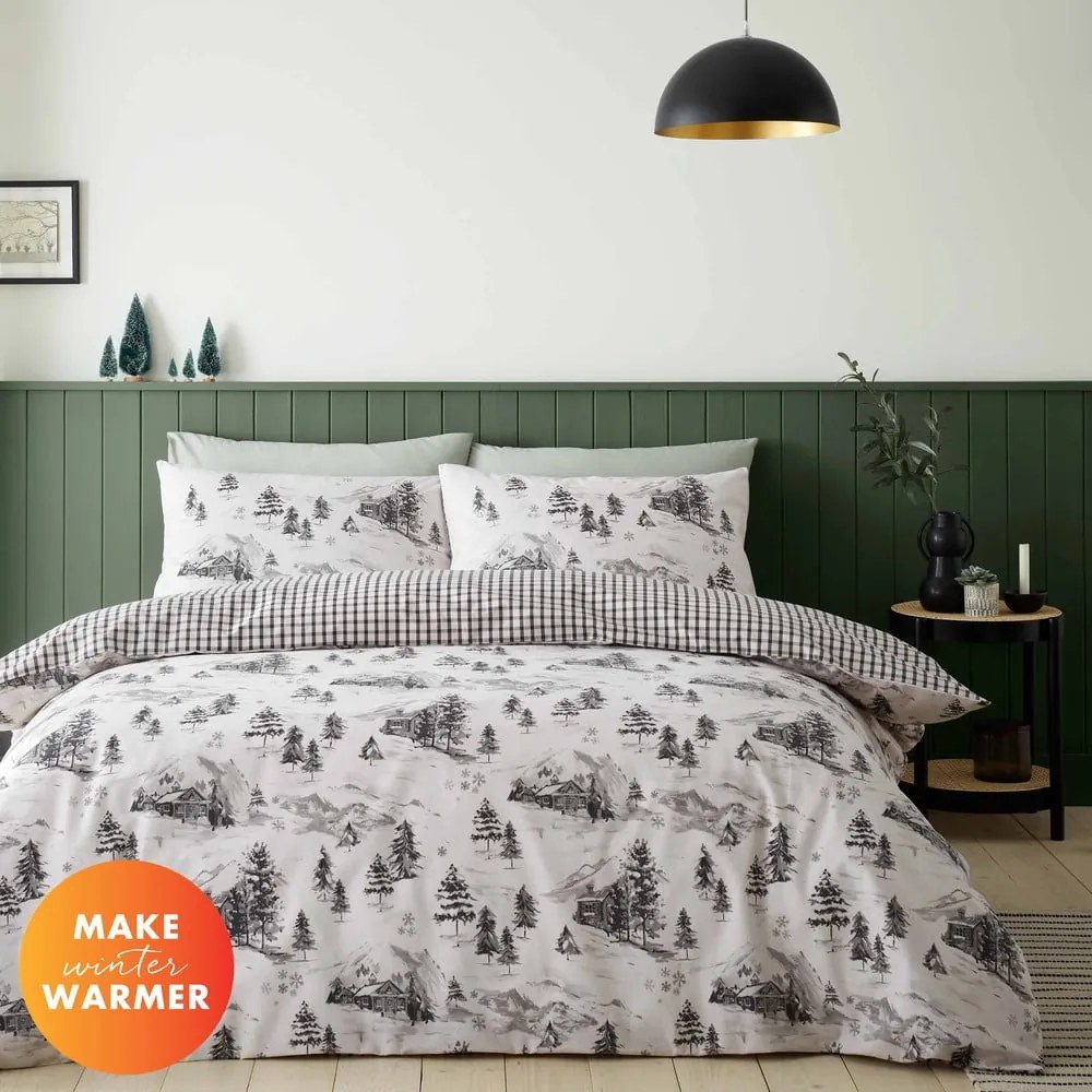 Beżowa flanelowa pościel dwuosobowa 230x220 cm Alpine Vilage – Catherine Lansfield