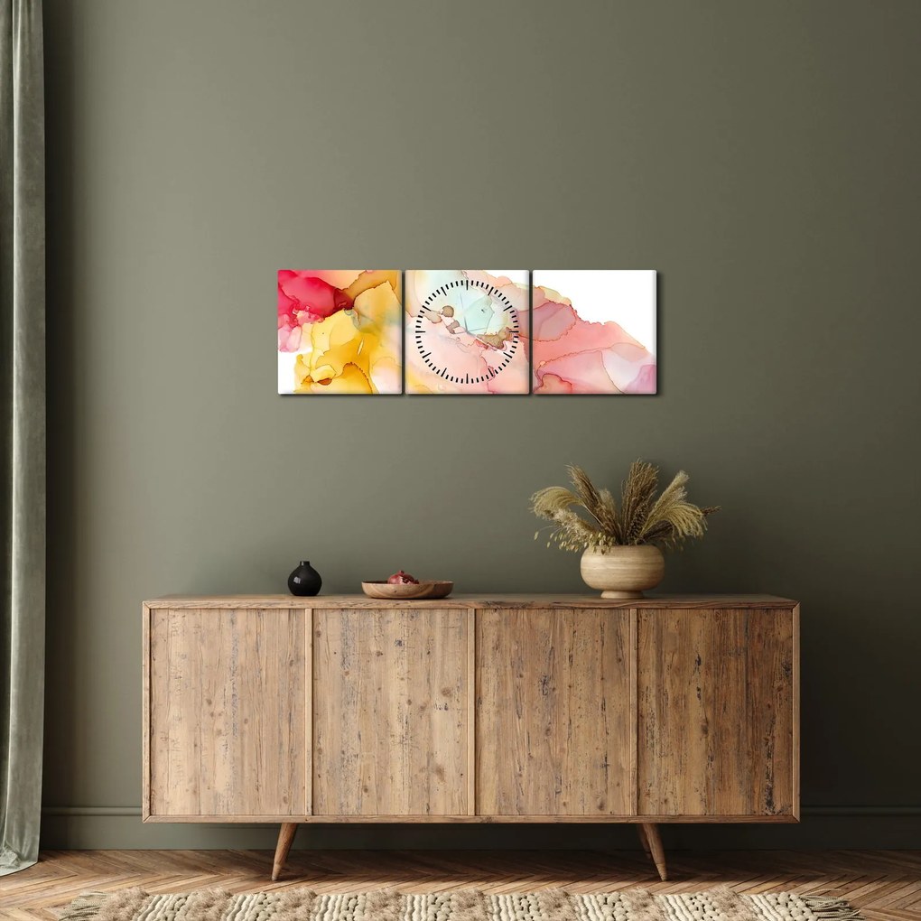 Obraz - Atramentowa abstrakcja (z zegarem) (90x30 cm)