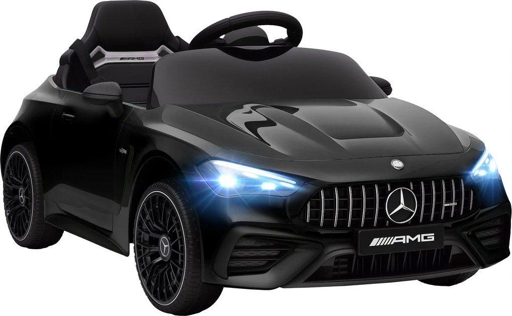 AIYAPLAY Elektryczny samochodzik dziecięcy, wzornictwo Mercedes, silniki 12V, pilot, światła LED, muzyka, dla dzieci 3-6 lat, Czarny