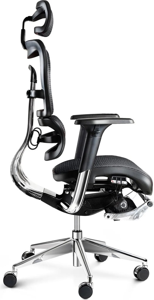 Fotel biurowy z podnóżkiem Diablo V-Master, zgodny z normą BHP, kolor czarny