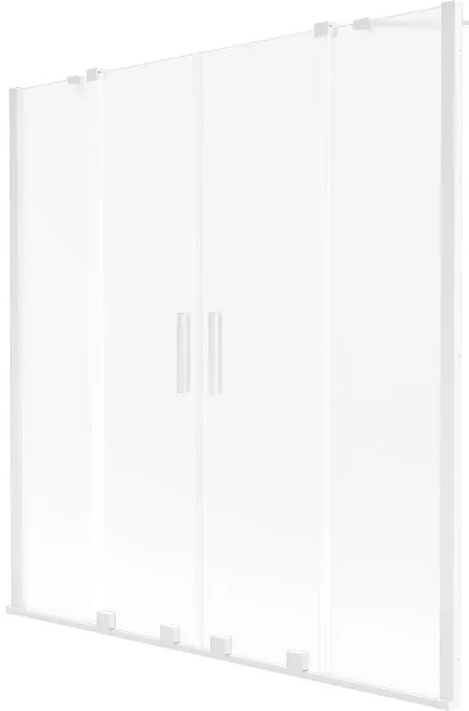 Mexen Velar Duo parawan nawannowy 2-skrzydłowy rozsuwany 160 x 150 cm, szron, biały - 896-160-000-32-20