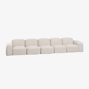 Bastian 5-częściowa Modułowa Sofa Gruba Tkanina Szenilowa Biała - Sklum