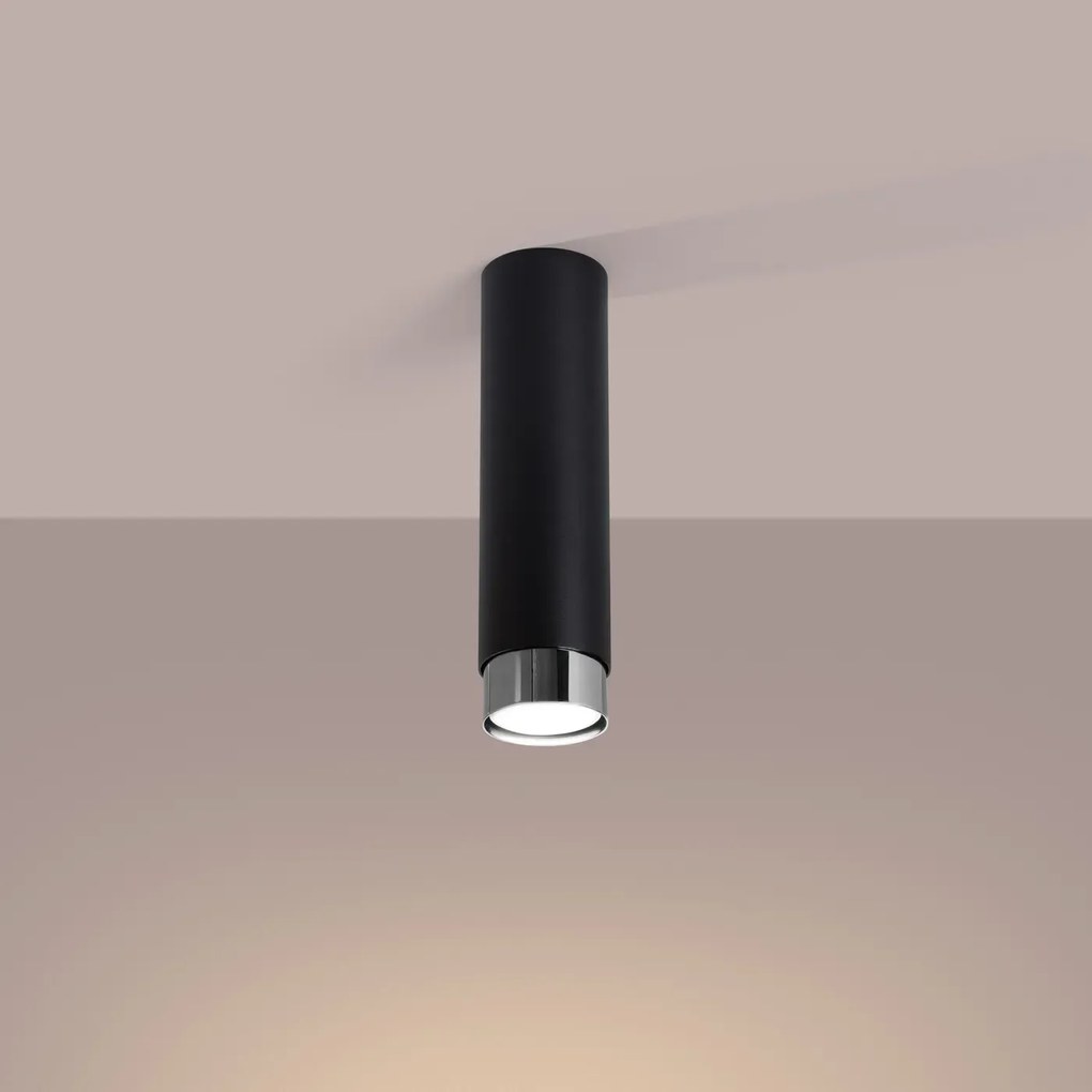 Plafon NERO 22,5 czarny/chrom tuba SOLLUX LIGHTING