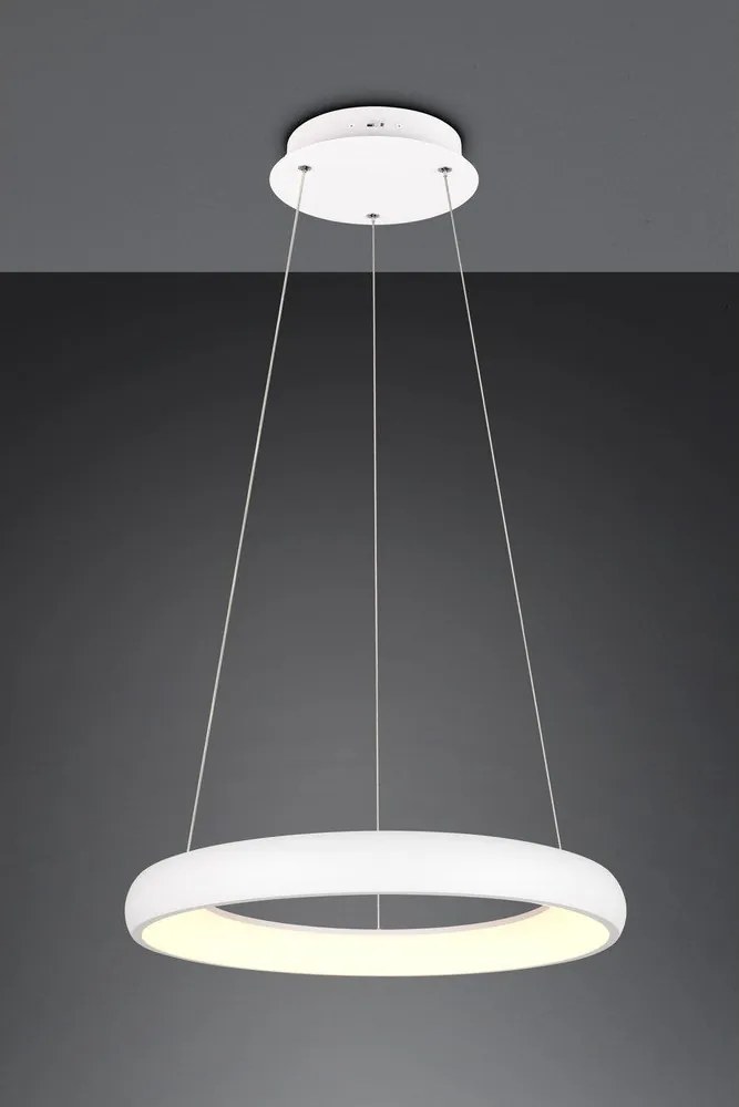 Biała lampa wisząca LED ze ściemniaczem i metalowym kloszem ø 62 cm Cardona – Trio
