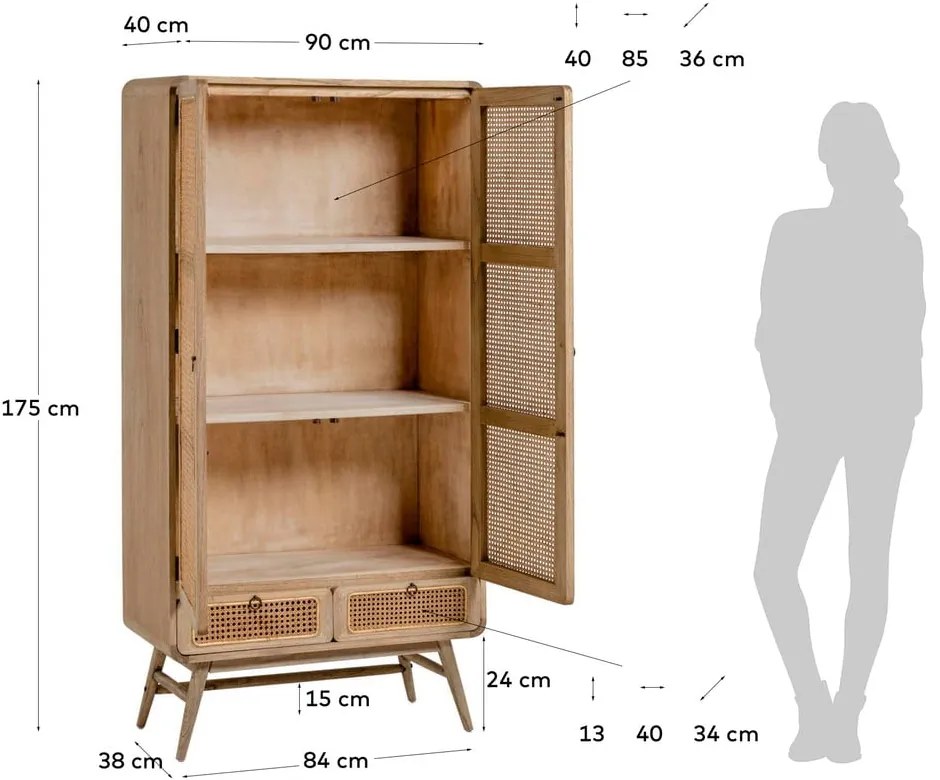 Szafa z litego drewna mindi 90x175 cm Nalu – Kave Home