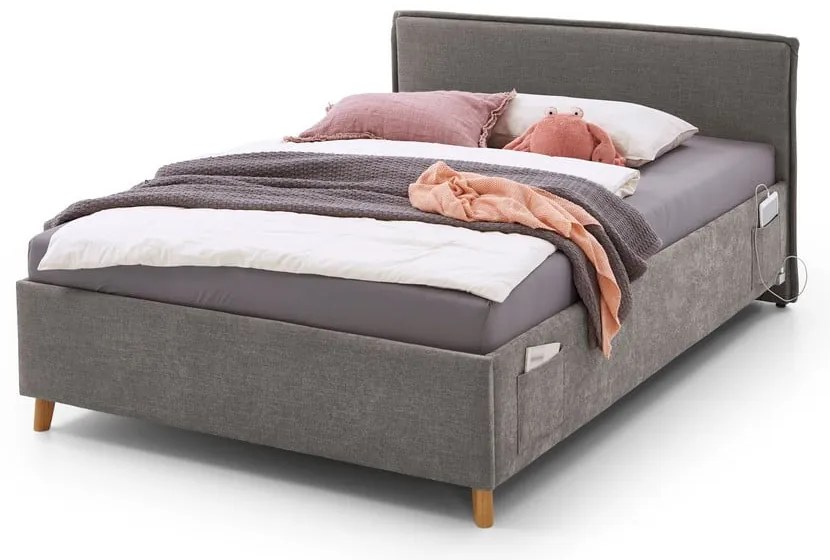 Szare łóżko dziecięce ze schowkiem 90x200 cm Fun – Meise Möbel