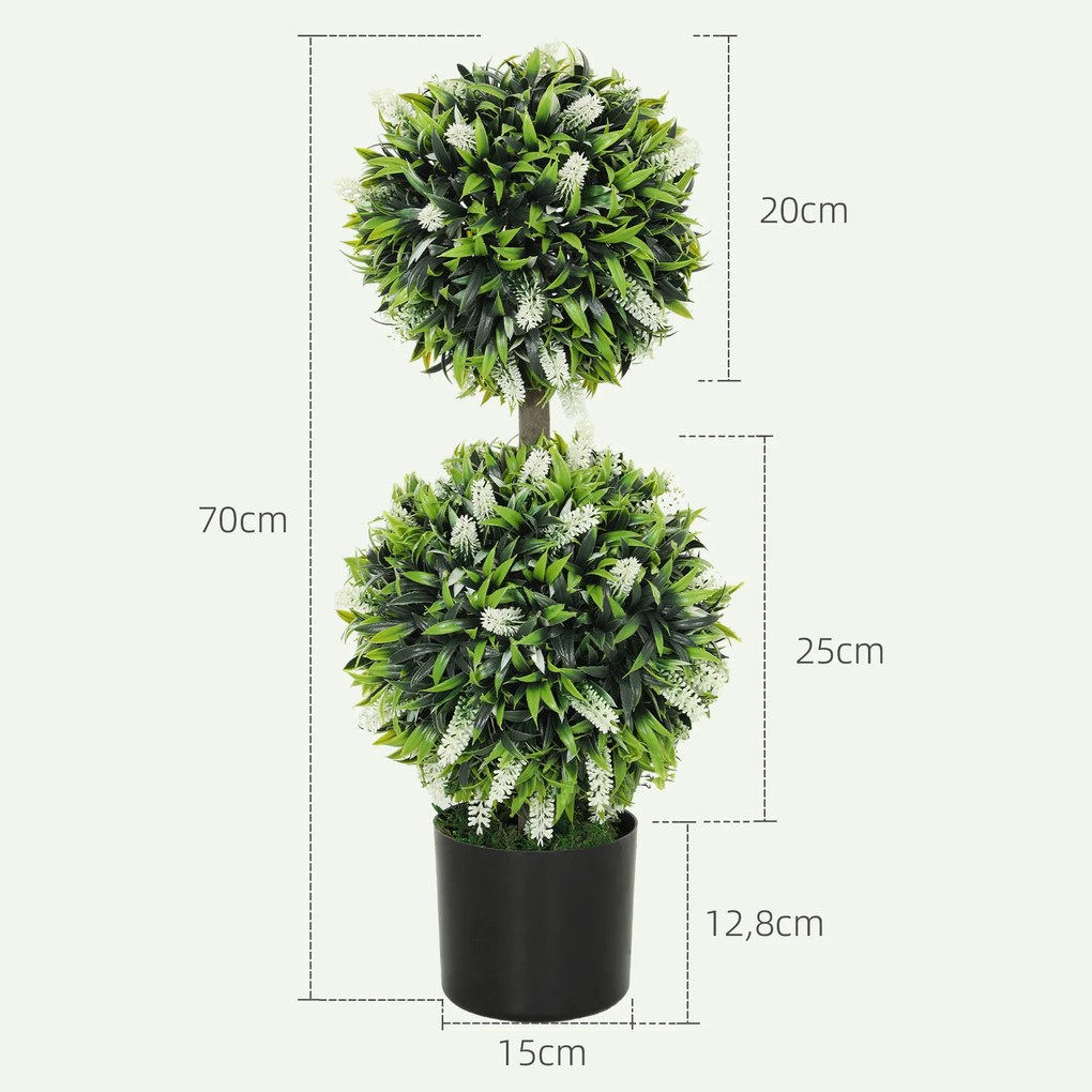 HOMCOM Zestaw 2 sztuk roślin sztucznych, odporna na UV roślina sztuczna w doniczce, 70 cm roślina do salonu, ogrodu