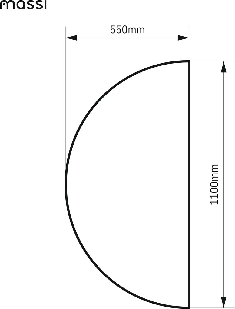 Lustro półokrągłe bez podświetlenia MOON Half |Różne rozmiary | Różne kolory szkła : Kolor tafli szkła - Brąz, Rozmiar - 110 x 55 cm