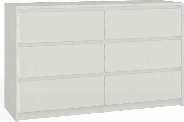Komoda Karo K120 | Biała | 120x40x73.5 cm | 6 Szuflad