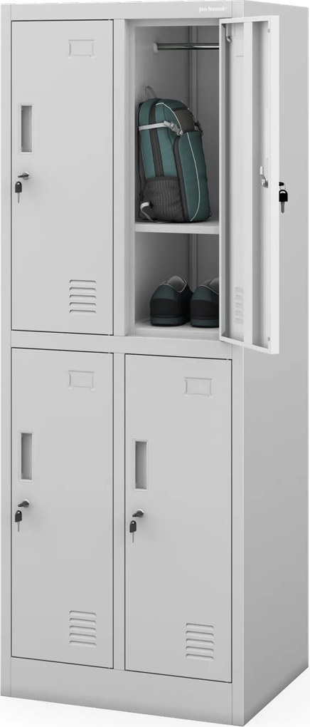 Szkolna szafka skrytkowa do szatni Bartuś 2 Plus, 55,9x45x150 cm, szara