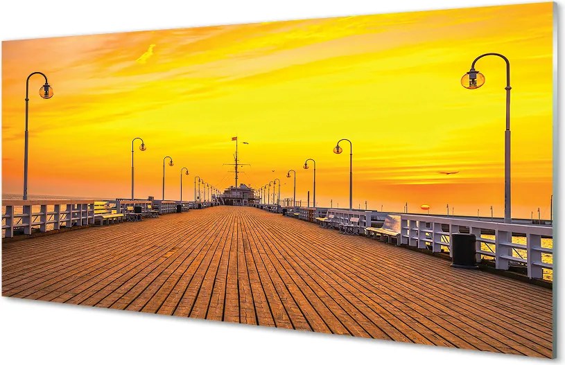 Panel Szklany Zachód Słońca nad Molo