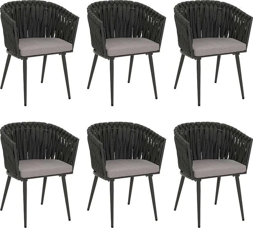 Krzesło do jadalni MCW-N38 (zestaw 6 sztuk),  antracyt poduszka jasnoszara