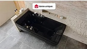 Wanna z hydromasażem czarna - 1 osobowa - 140 l - 150 x 75 x 54,5 cm - Lewostronna - GAVINO