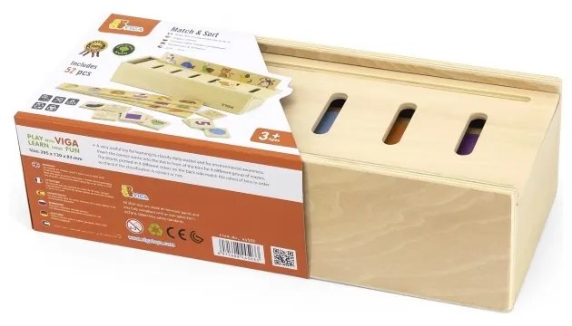 Viga drewniany edukacyjny sorter gra zwierzątka owoce warzywa montessori