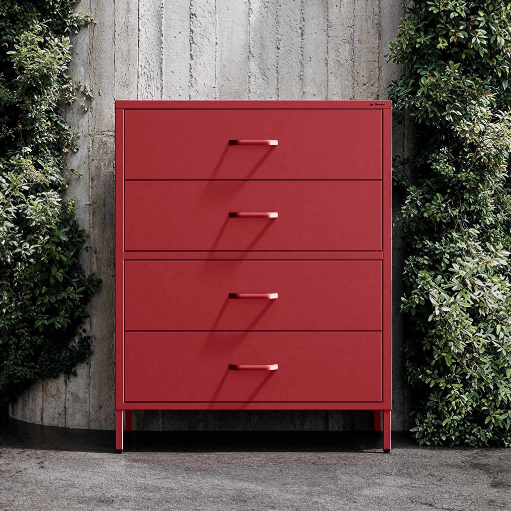 Komoda szafka metalowa czerwona Modern CARLA, 800 x 1015 x 400 mm