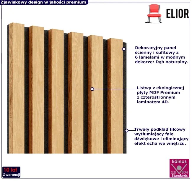 Akustyczne panele lamelowe 2 szt. dąb naturalny H5-H79