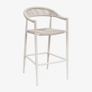 Pack 4 Wysokich Stołków 75 Cm Z Aluminium I Syntetycznego Rattanu Amatria Kremowa Tapioca - Sklum