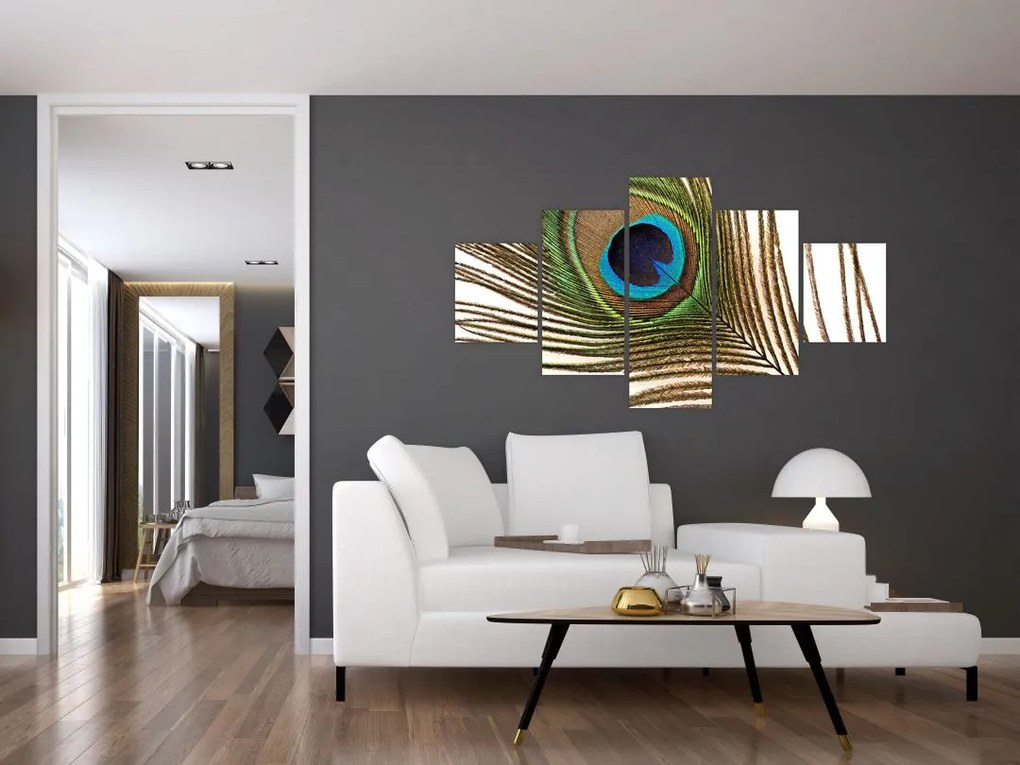 Obraz pawich piór (125x70 cm)