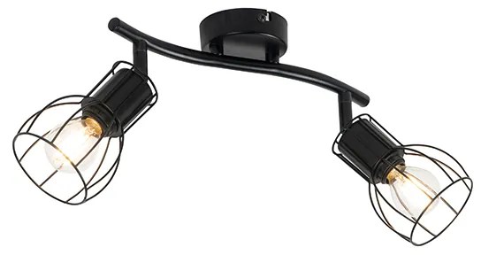Nowoczesny plafon czarny z 2 regulowanymi reflektorami - Botu