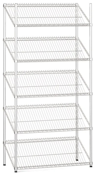 Regały druciane ze skośnymi półkami, 1800x900x450 mm, 5 półek