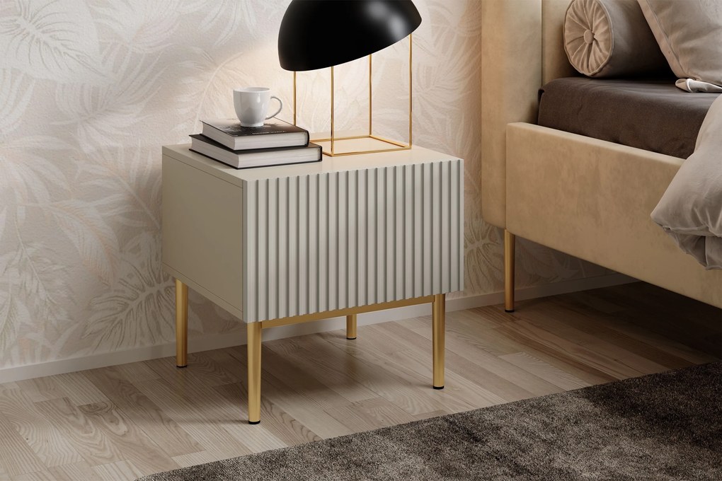 Zestaw szafek nocnych Nicole 46 cm - kaszmir / złote nóżki