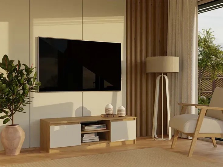 Szafka RTV pod telewiozor 120 cm dąb artisan + kaszmir M6-T55