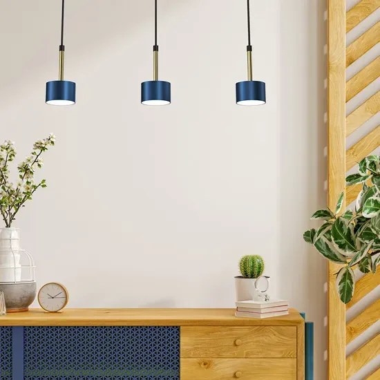 Niebiesko-złota lampa wisząca do salonu - N024 B5-Z52