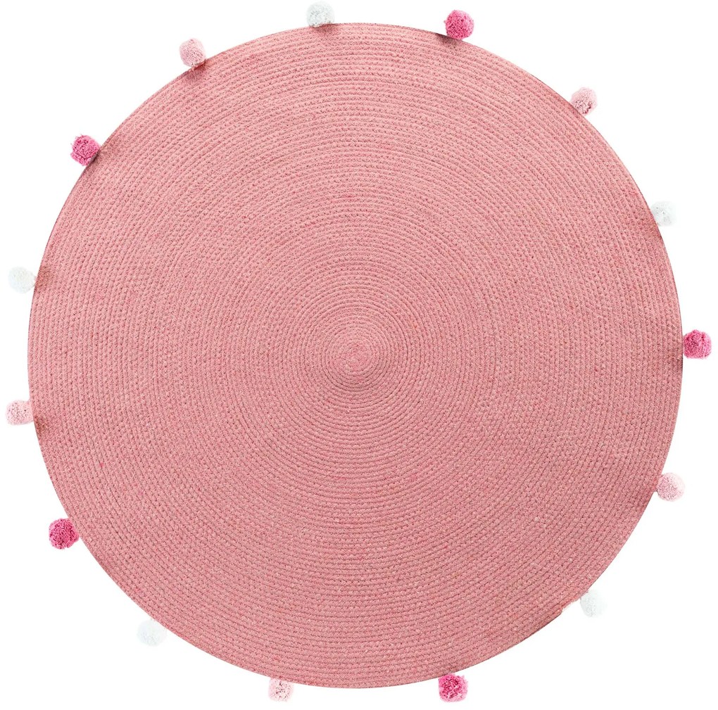 Okrągły dywanik z pomponami POMPOMPARTY, Ø 90 cm