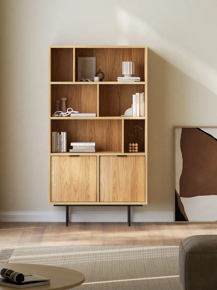 Regał na książki z szafką hikora naturalna F9-H69
