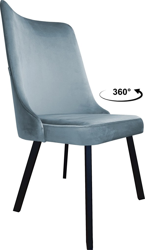 Krzesło Victor tkanina Welur noga metalowa krzesło tapicerowane premium : Kolor nogi - Czarna profil, Kolor tkaniny - VELVET - BL06, Typ siedziska - Siedzisko obrotowe 360°