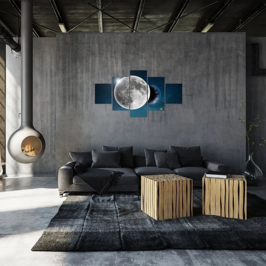 Obraz - Ziemia w zaćmieniu Księżyca (125x70 cm)