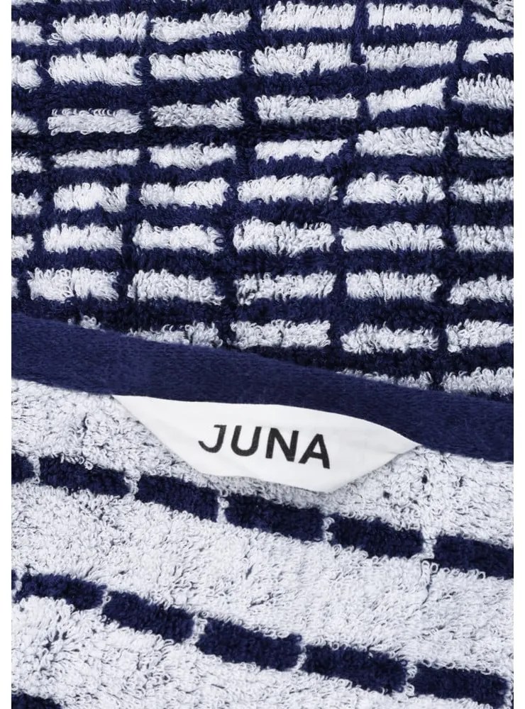 Biały/niebieski ręcznik kąpielowy z mieszanki bambusa frotte 70x140 cm Nuance – JUNA