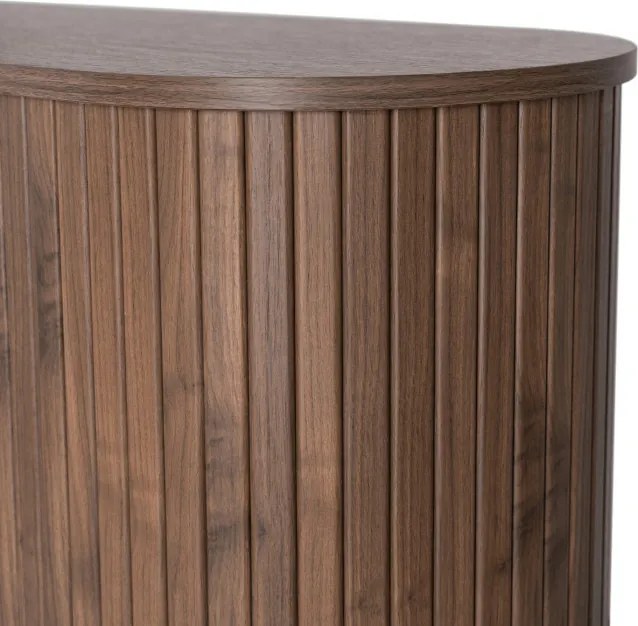 Komoda do Salonu Rozsuwana TRISH 180 cm Orzech Dwudrzwiowa Ryflowana Nowoczesna